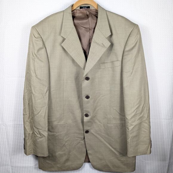 Jones New York 42L Tan Silk Wool Sharkskin Blazer Sport Coat Made in Korea - Picture 1 of 7